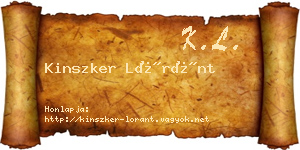Kinszker Lóránt névjegykártya